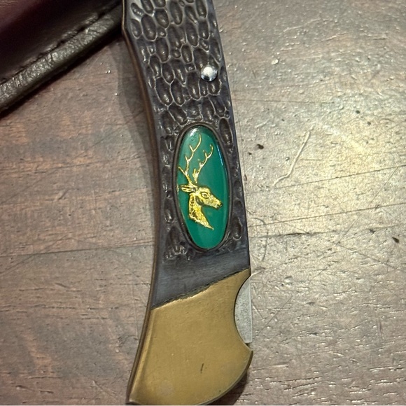 Vintage Folding Pocket Knife w/ Leather Sheath - Picture 3 of 7